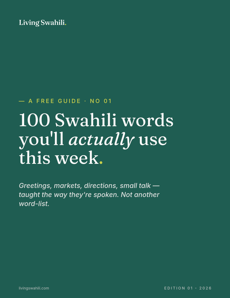 Cover page of the Living Swahili guide